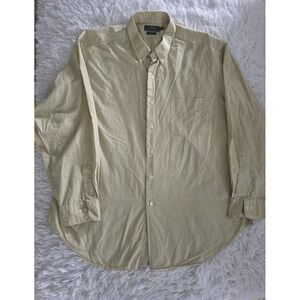 Lauren Polo Men CUSTOM FIT Long Sleeve‎ 100% Cotton Yellow Graph Shirt 18 34/35